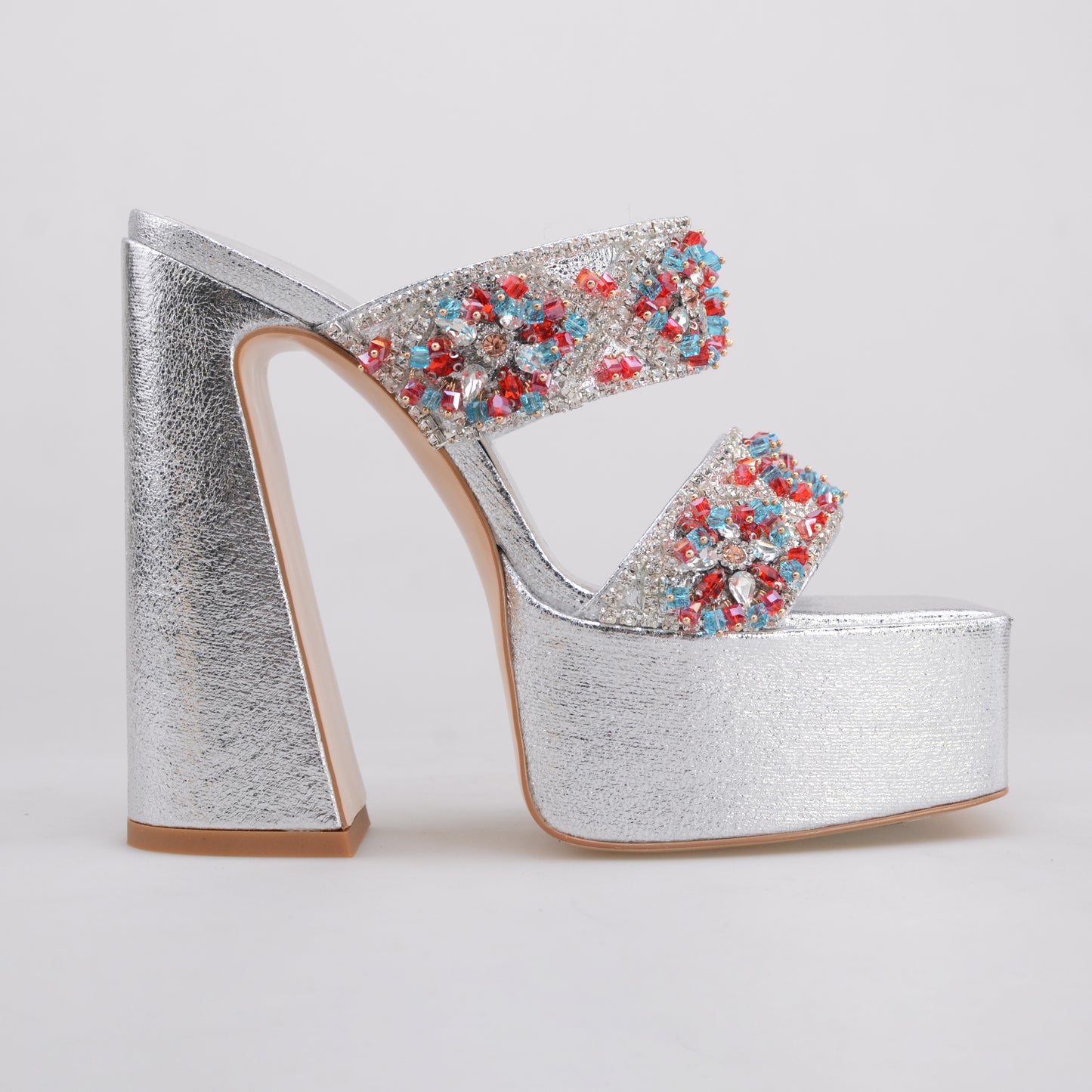 Hot Sale Diamonds Mules With Chunky  Heel and  Platform