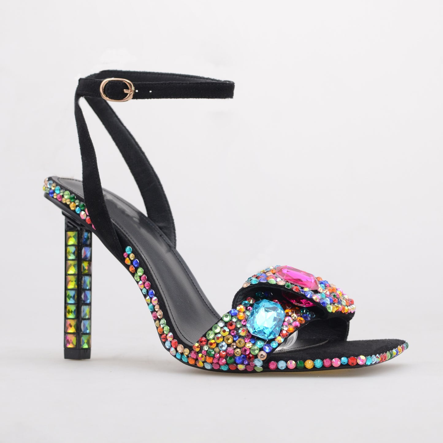 Ankle strap heels Sandal with multi diamonds