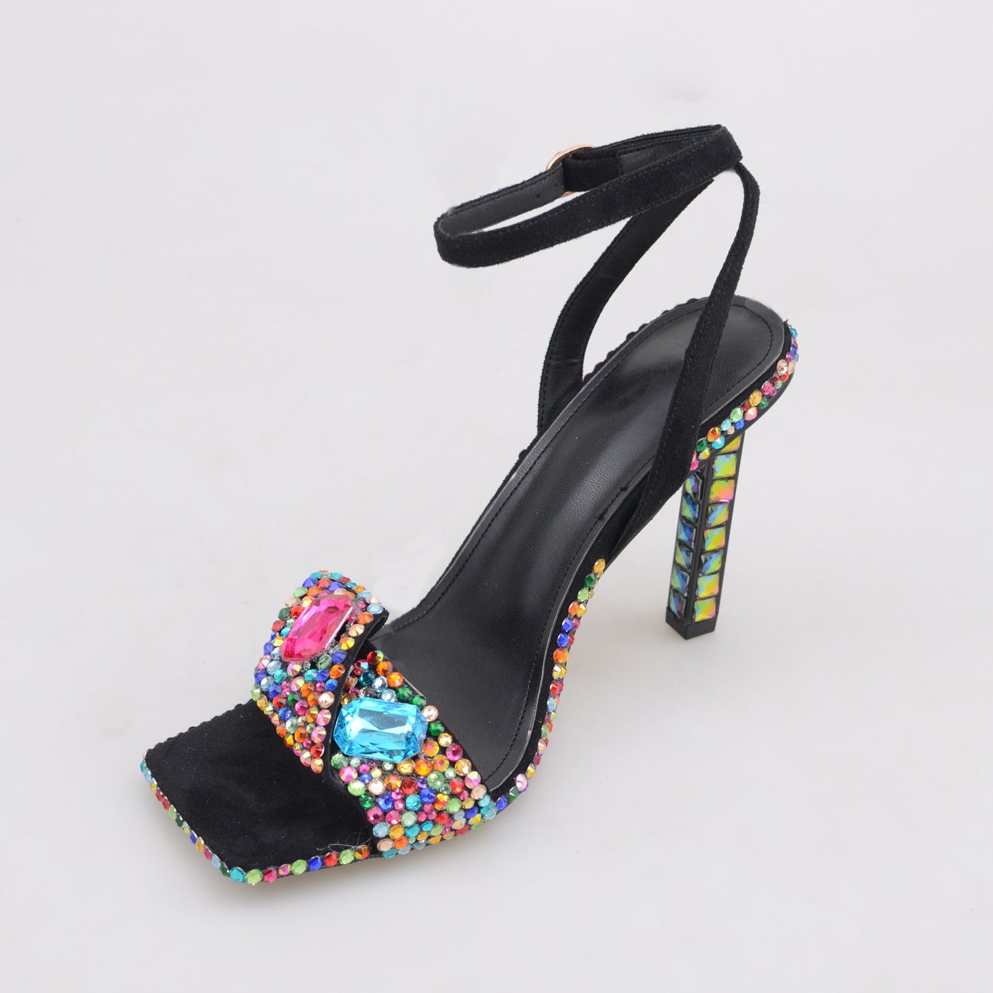 Ankle strap heels Sandal with multi diamonds