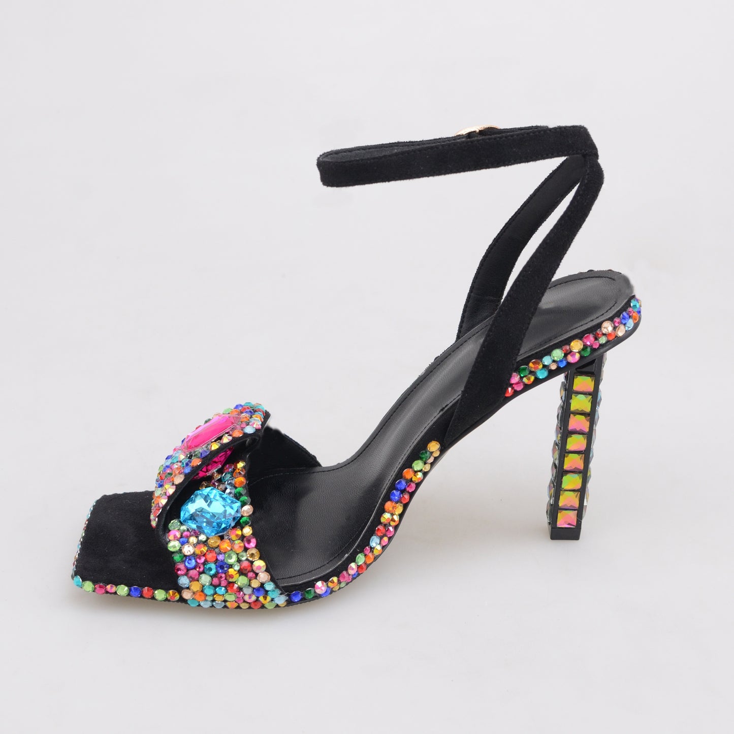 Ankle strap heels Sandal with multi diamonds