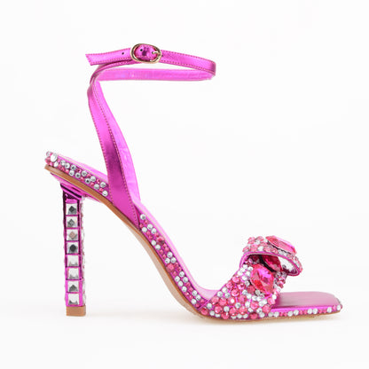 Ankle strap heels Sandal with multi diamonds