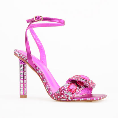 Ankle strap heels Sandal with multi diamonds