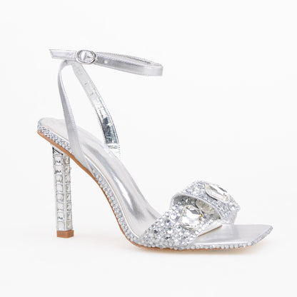 Ankle strap heels Sandal with multi diamonds